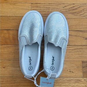 Cat & Jack Glittery Silver Kids Sneakers